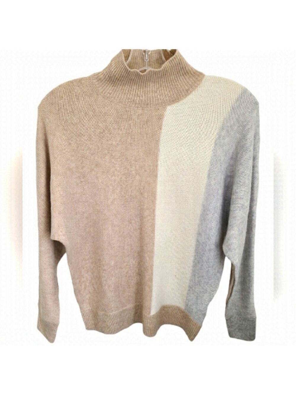 REITMANS Cashmere Blend Color Block Mock Neck Long Sleeve Sweater Size XS